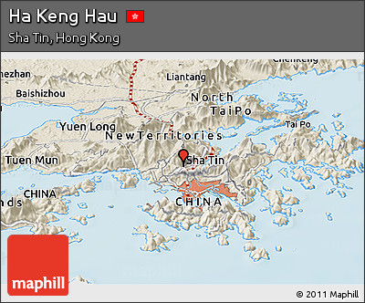 Shaded Relief Panoramic Map of Ha Keng Hau