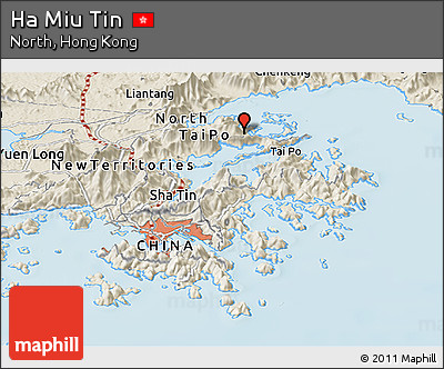 Shaded Relief Panoramic Map of Ha Miu Tin