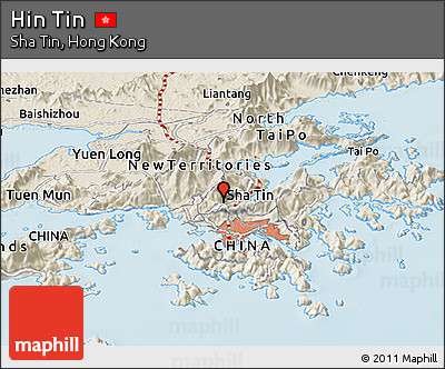 Shaded Relief Panoramic Map of Hin Tin