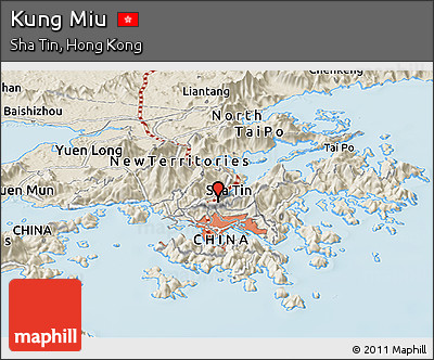 Shaded Relief Panoramic Map of Kung Miu