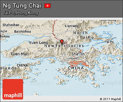 Shaded Relief Panoramic Map of Ng Tung Chai