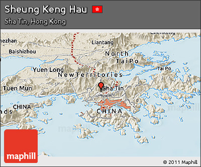 Shaded Relief Panoramic Map of Sheung Keng Hau