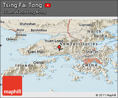 Shaded Relief Panoramic Map of Tsing Fai Tong