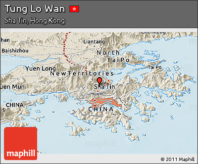 Shaded Relief Panoramic Map of Tung Lo Wan