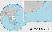 Gray Location Map of the area around 22° 23' 25" N, 116° 31' 30" E