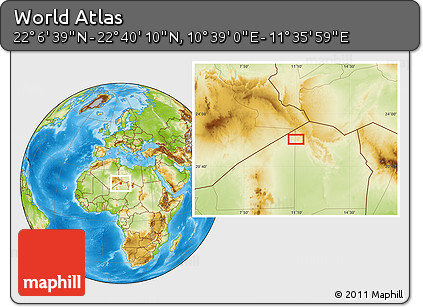 Physical Location Map of the Area around 22° 23' 25" N, 11° 7' 30" E