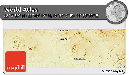 Physical Panoramic Map of the Area around 22° 23' 25" N, 11° 7' 30" E