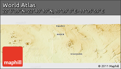 Physical Panoramic Map of the Area around 22° 23' 25" N, 11° 7' 30" E