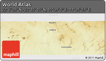Physical Panoramic Map of the Area around 22° 23' 25" N, 11° 7' 30" E