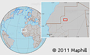 Gray Location Map of the area around 22° 23' 25" N, 11° 49' 29" W