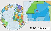 Political Location Map of the area around 22° 23' 25" N, 11° 49' 29" W