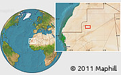 Satellite Location Map of the area around 22° 23' 25" N, 11° 49' 29" W