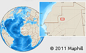 Shaded Relief Location Map of the area around 22° 23' 25" N, 11° 49' 29" W