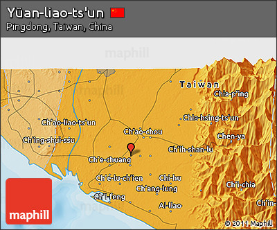 Political 3D Map of Yüan-liao-ts'un