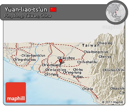 Shaded Relief Panoramic Map of Yüan-liao-ts'un