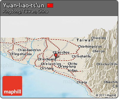 Shaded Relief Panoramic Map of Yüan-liao-ts'un