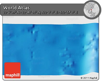 Physical 3D Map of the Area around 22° 23' 25" N, 122° 28' 29" E