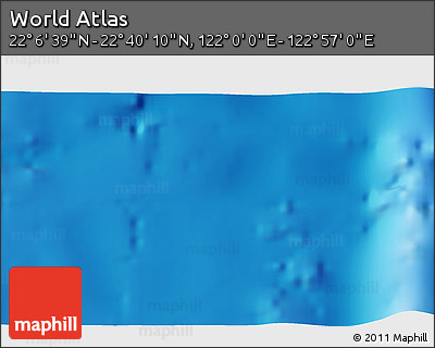 Physical 3D Map of the Area around 22° 23' 25" N, 122° 28' 29" E