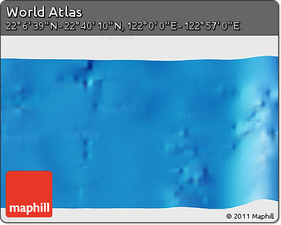 Physical 3D Map of the Area around 22° 23' 25" N, 122° 28' 29" E