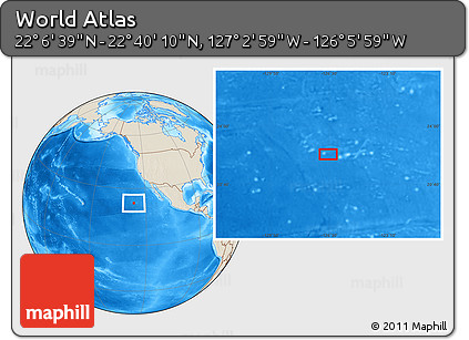 Shaded Relief Location Map of the Area around 22° 23' 25" N, 126° 34' 29" W