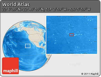 Shaded Relief Location Map of the Area around 22° 23' 25" N, 126° 34' 29" W