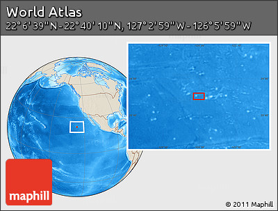 Shaded Relief Location Map of the Area around 22° 23' 25" N, 126° 34' 29" W