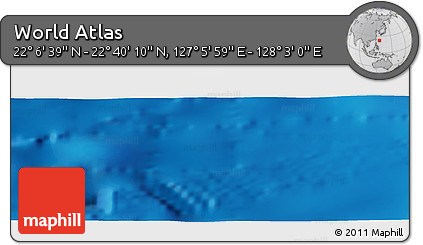 Physical Panoramic Map of the Area around 22° 23' 25" N, 127° 34' 30" E