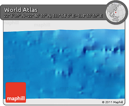Physical 3D Map of the Area around 22° 23' 25" N, 134° 22' 30" E