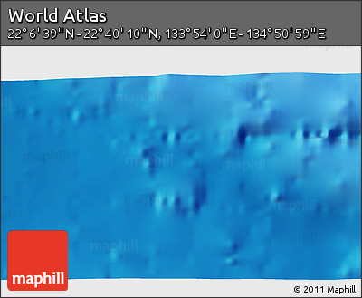 Physical 3D Map of the Area around 22° 23' 25" N, 134° 22' 30" E