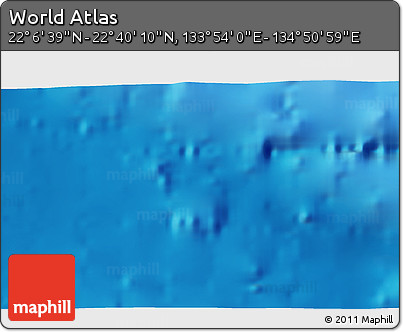Physical 3D Map of the Area around 22° 23' 25" N, 134° 22' 30" E