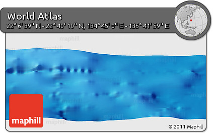 Physical Panoramic Map of the Area around 22° 23' 25" N, 135° 13' 29" E