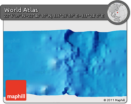 Physical 3D Map of the Area around 22° 23' 25" N, 136° 55' 30" E