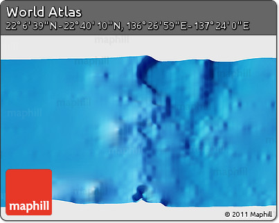 Physical 3D Map of the Area around 22° 23' 25" N, 136° 55' 30" E