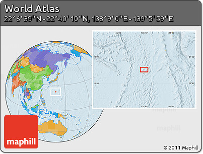 Political Location Map of the Area around 22° 23' 25" N, 138° 37' 30" E