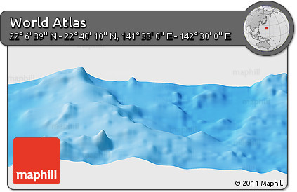Physical Panoramic Map of the Area around 22° 23' 25" N, 142° 1' 30" E
