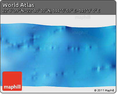 Physical 3D Map of the Area around 22° 23' 25" N, 144° 34' 29" E