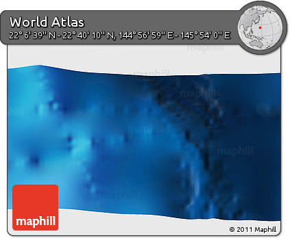 Physical 3D Map of the Area around 22° 23' 25" N, 145° 25' 30" E