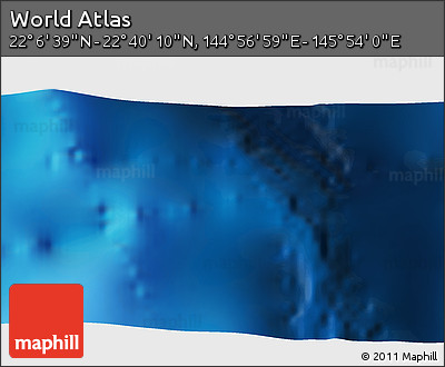 Physical 3D Map of the Area around 22° 23' 25" N, 145° 25' 30" E