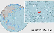 Gray Location Map of the area around 22° 23' 25" N, 149° 40' 30" E, hill shading
