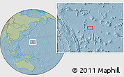 Savanna Style Location Map of the area around 22° 23' 25" N, 149° 40' 30" E, hill shading