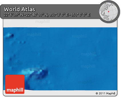 Physical 3D Map of the Area around 22° 23' 25" N, 150° 31' 30" E