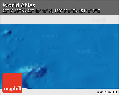 Physical 3D Map of the Area around 22° 23' 25" N, 150° 31' 30" E