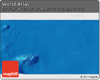 Physical 3D Map of the Area around 22° 23' 25" N, 150° 31' 30" E