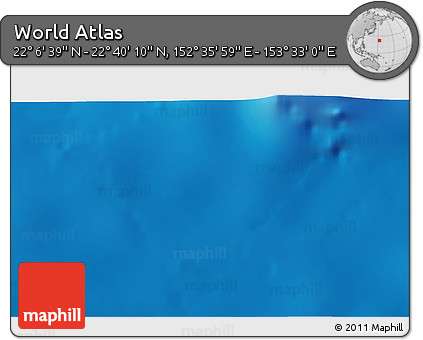 Physical 3D Map of the Area around 22° 23' 25" N, 153° 4' 29" E