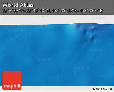 Physical 3D Map of the Area around 22° 23' 25" N, 153° 4' 29" E
