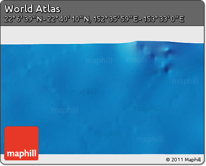 Physical 3D Map of the Area around 22° 23' 25" N, 153° 4' 29" E