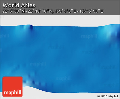 Physical 3D Map of the Area around 22° 23' 25" N, 155° 37' 30" E