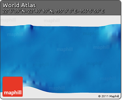 Physical 3D Map of the Area around 22° 23' 25" N, 155° 37' 30" E