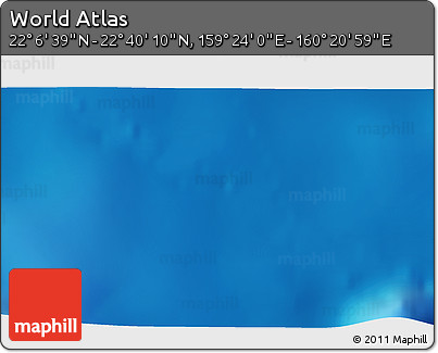 Physical 3D Map of the Area around 22° 23' 25" N, 159° 52' 30" E