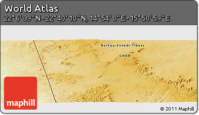 Physical Panoramic Map of the Area around 22° 23' 25" N, 15° 22' 30" E